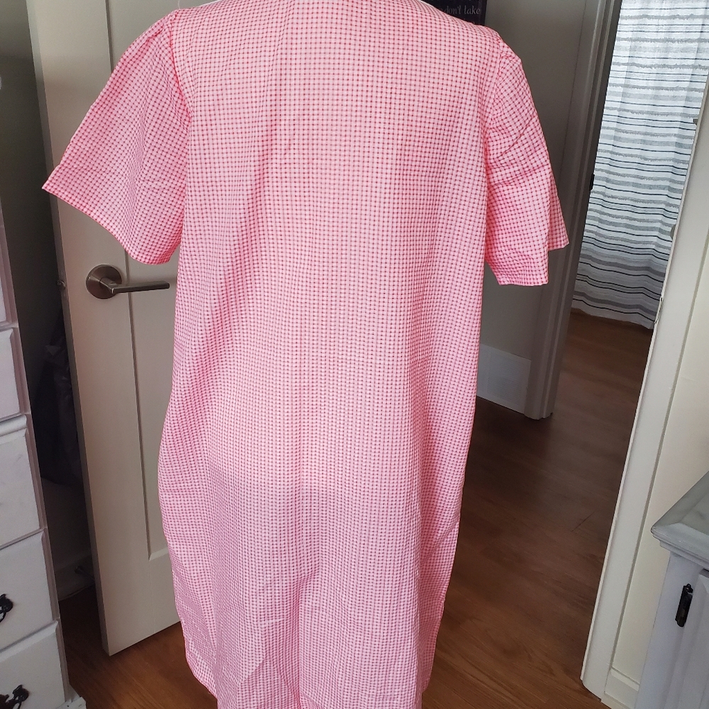 Womens Gingham Check House Robe - Picture 5 of 12